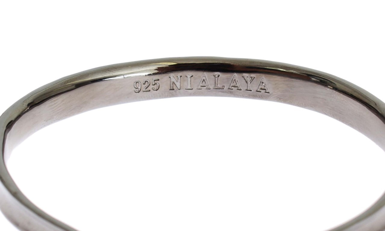 Nialaya Grey Rhodium 925 Silver Bangle Bracelet