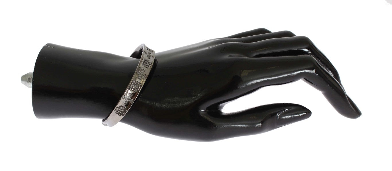 Nialaya Grey Rhodium 925 Silver Bangle Bracelet