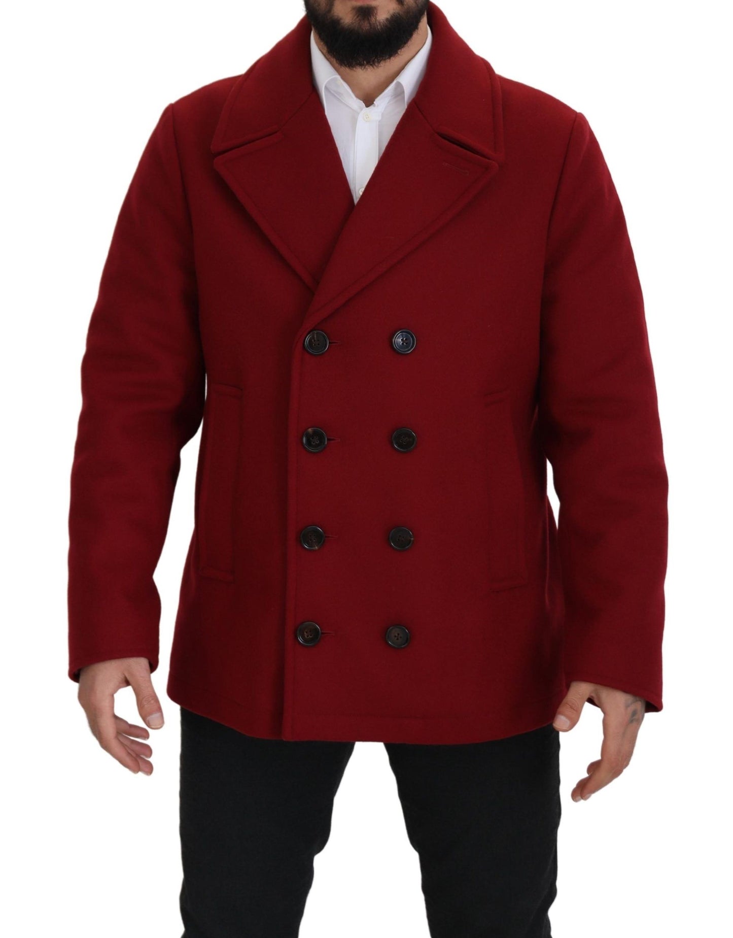 Dolce &amp; Gabbana Zweireihige Manteljacke aus roter Wolle