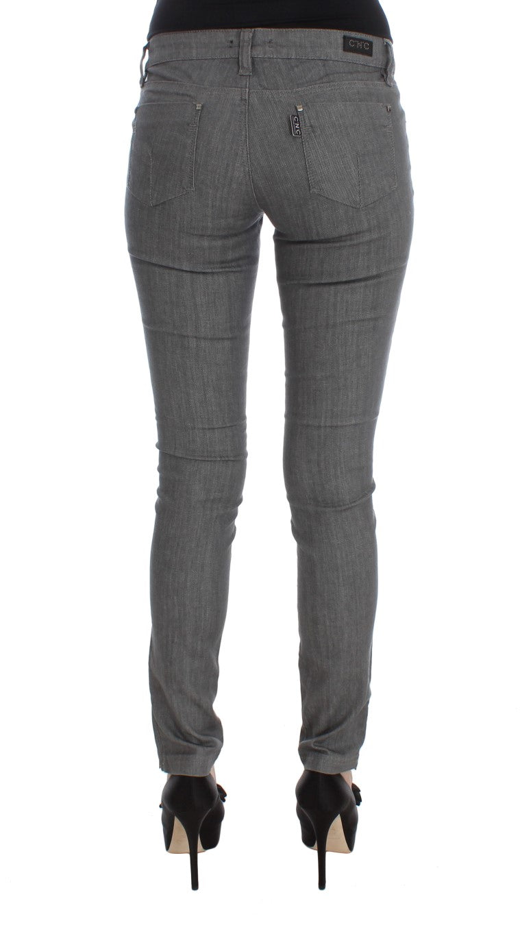 Costume National Grey Cotton Blend Slim Fit Jeans