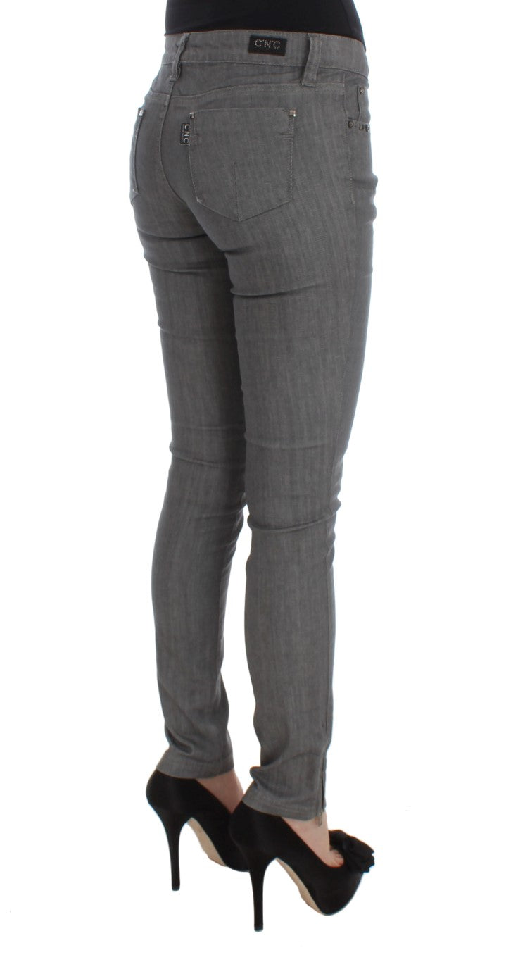 Costume National Grey Cotton Blend Slim Fit Jeans