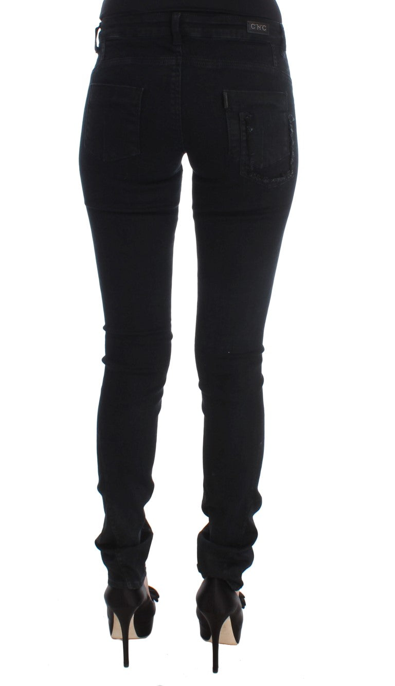 Schwarze Slim-Fit-Denimjeans von Costume National aus Baumwolle