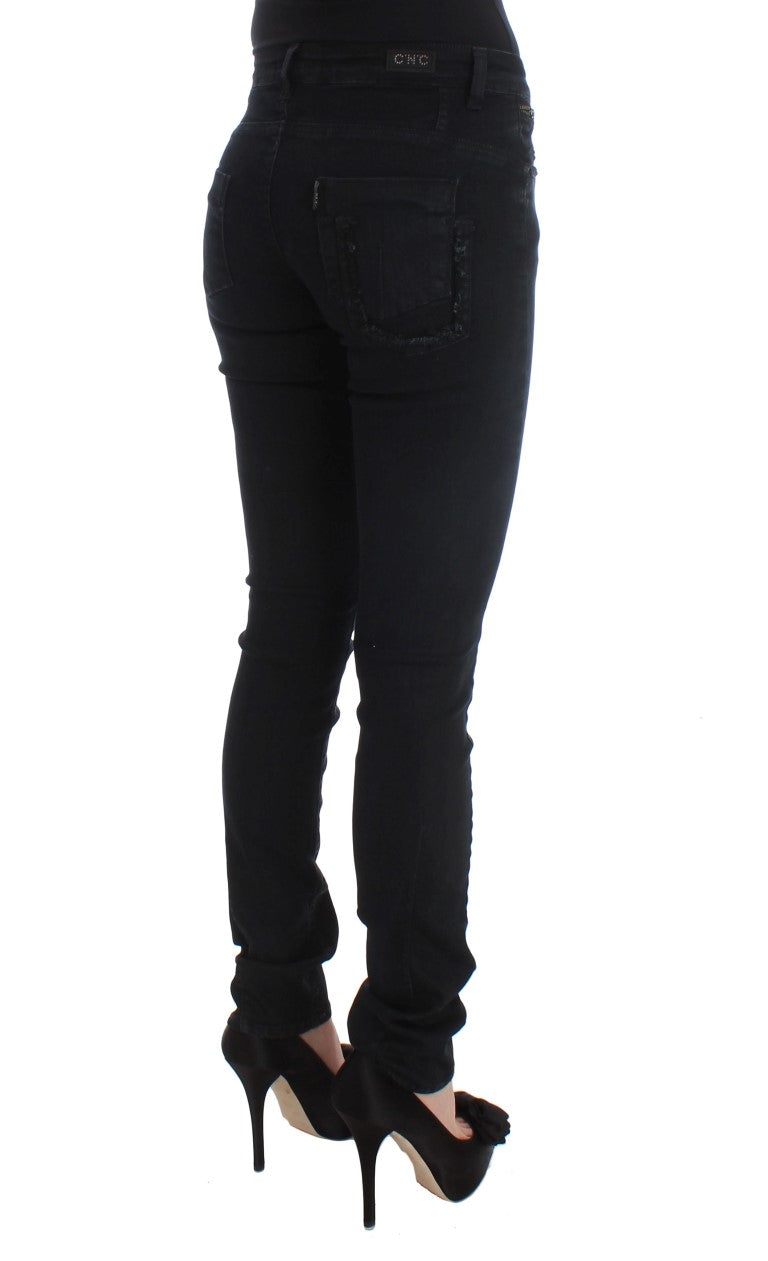 Schwarze Slim-Fit-Denimjeans von Costume National aus Baumwolle