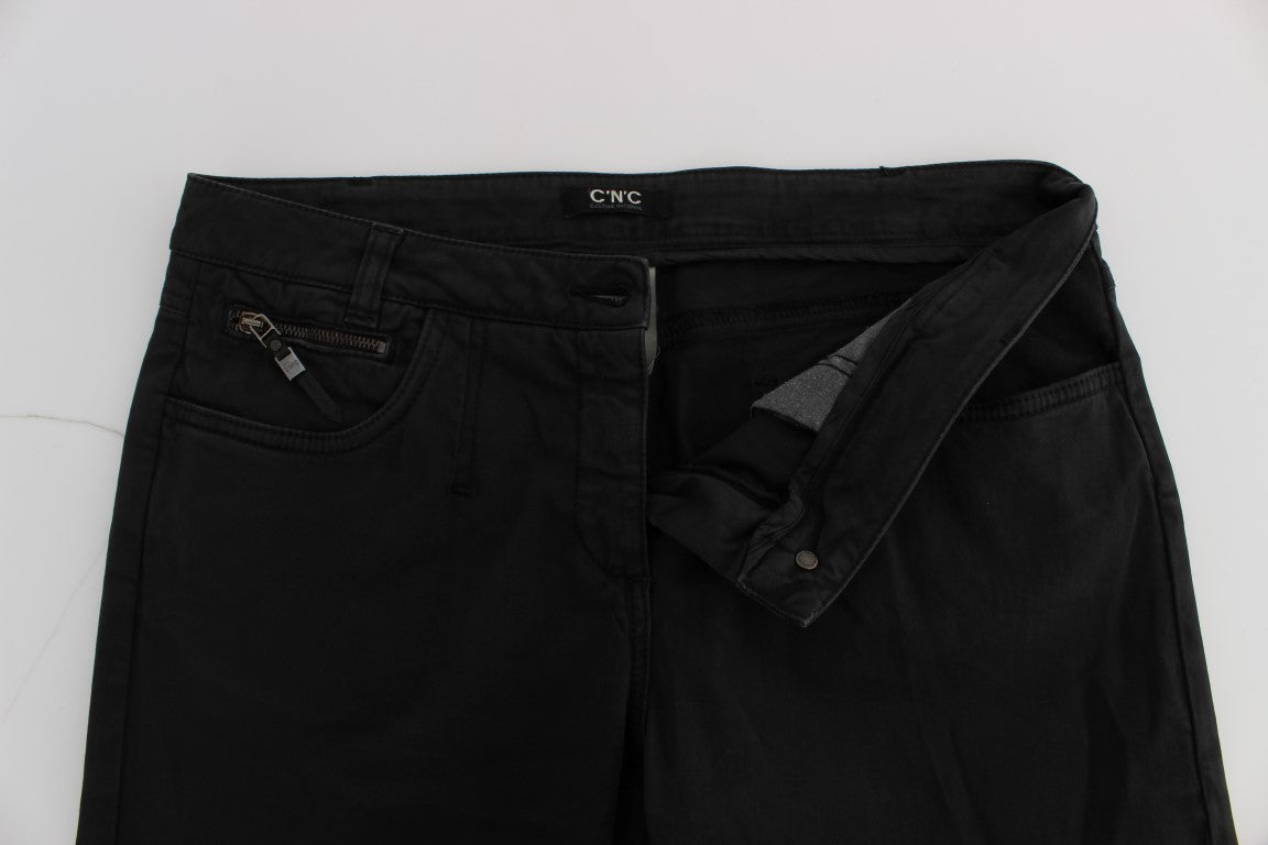 Schwarze, verkürzte Capri-Denimjeans von Costume National aus Baumwolle