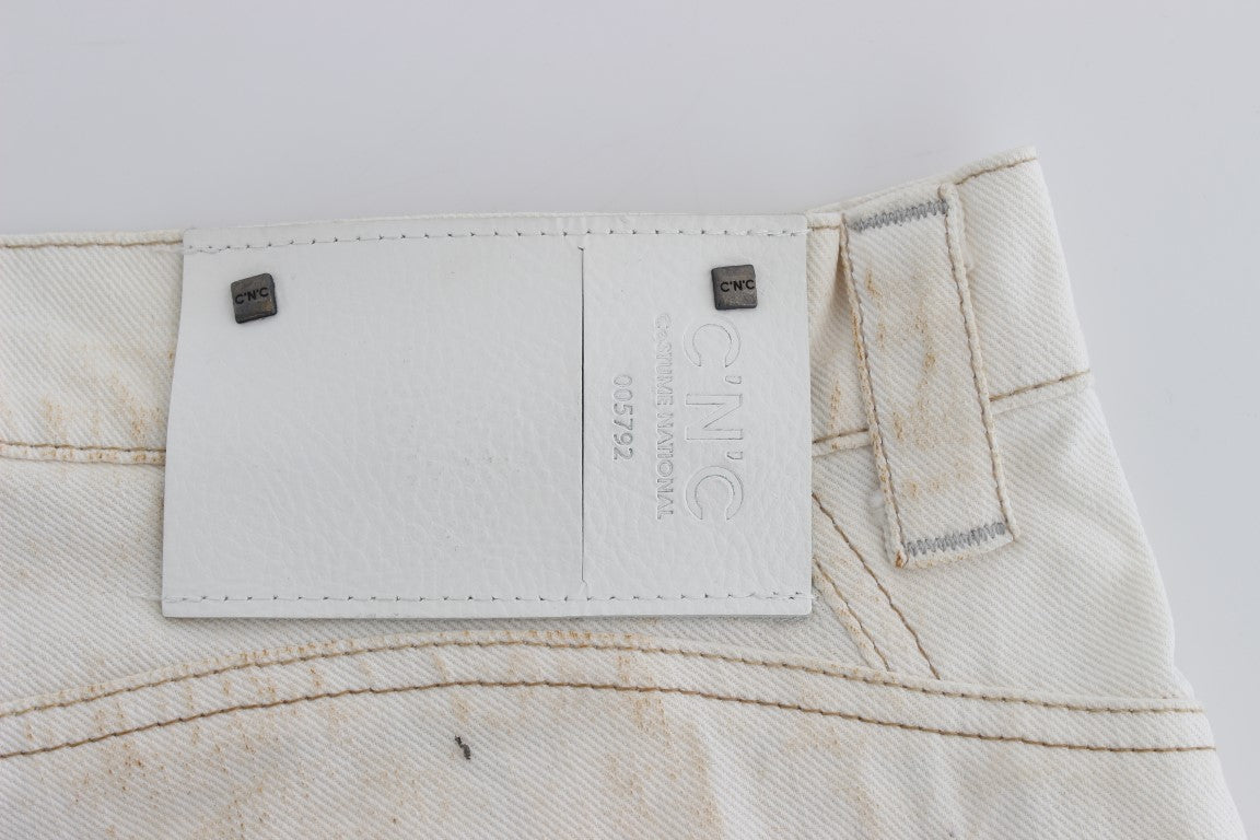 Weiße Slim-Fit-Bootcut-Jeans von Costume National aus Baumwolle