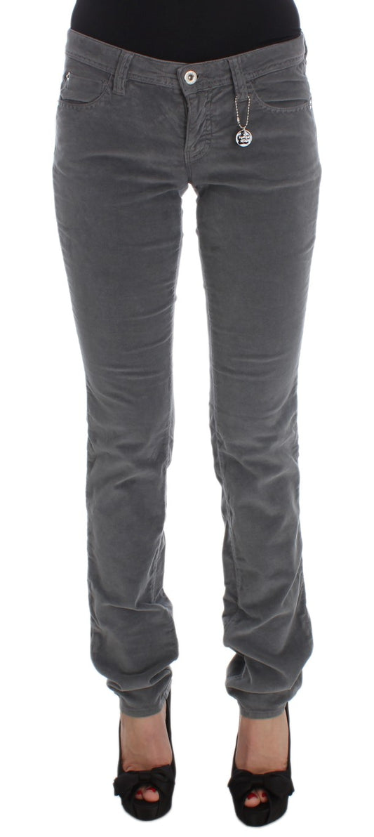 Costume National Grey Cotton Super Slim Corduroys Jeans