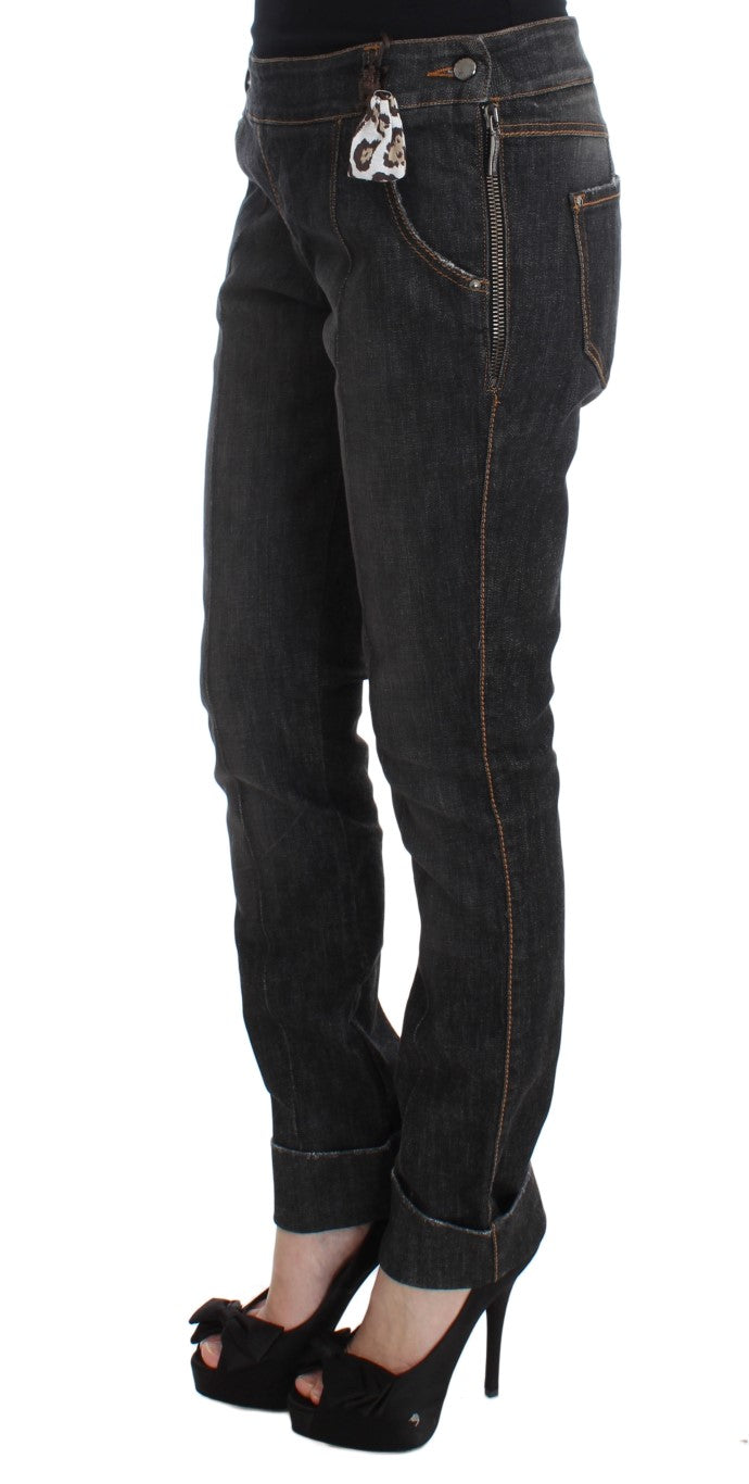 Ermanno Scervino Slim-Fit-Denimjeans aus grauer Baumwolle