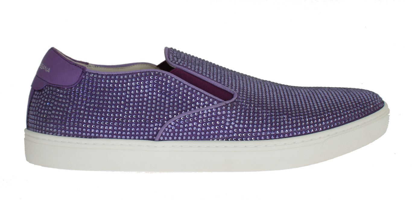 Dolce &amp; Gabbana Purple Strass Canvas Logo Sneakers