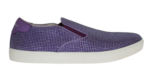 Dolce &amp; Gabbana Purple Strass Canvas Logo Sneakers