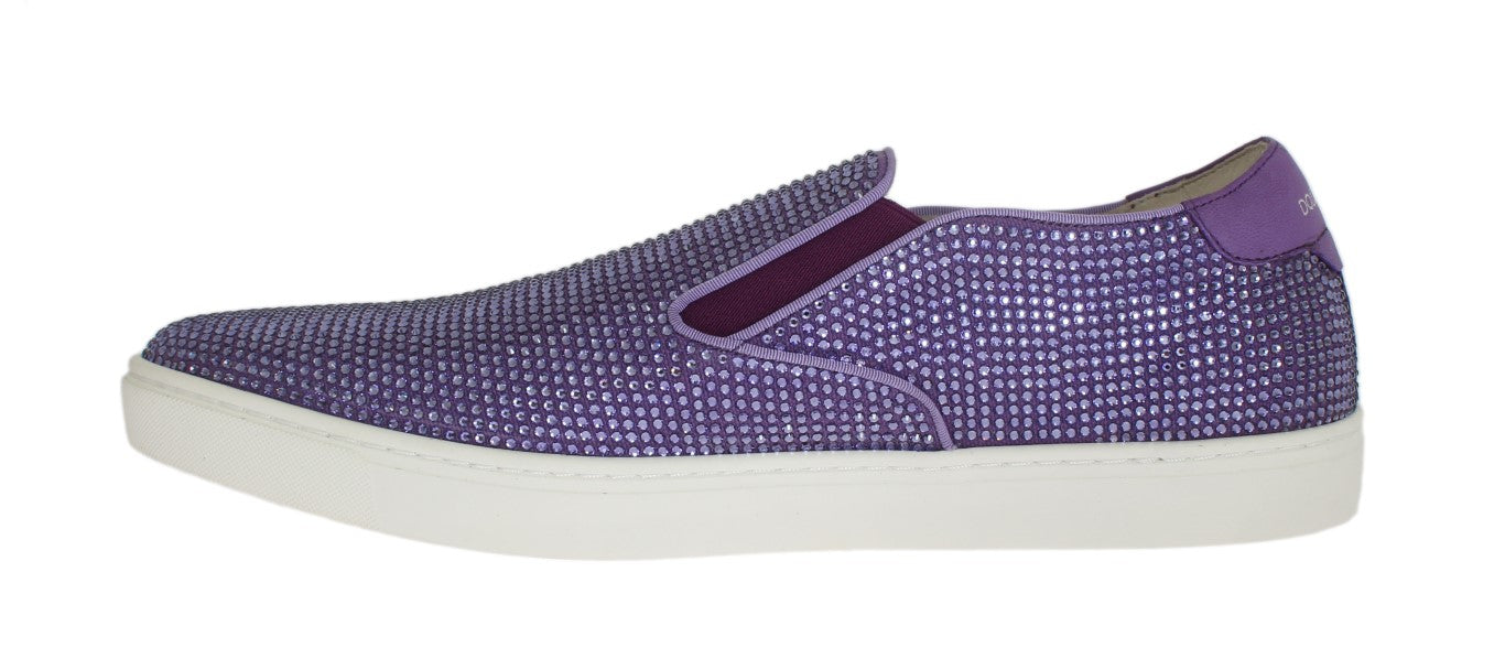 Dolce &amp; Gabbana Purple Strass Canvas Logo Sneakers