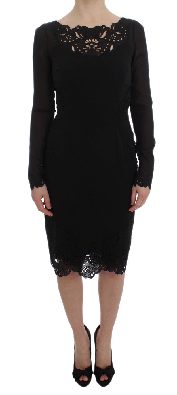 Dolce &amp; Gabbana Black Silk Stretch Sheath Dress