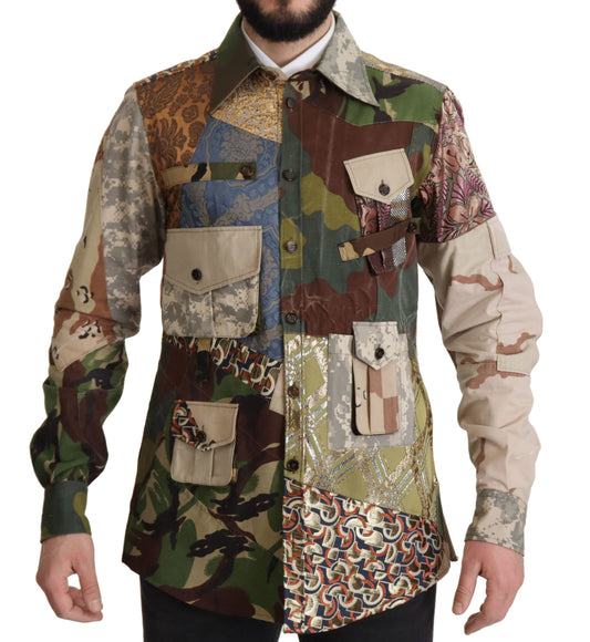 Dolce &amp; Gabbana Mehrfarbiges Button-Down-Patchwork-Hemd