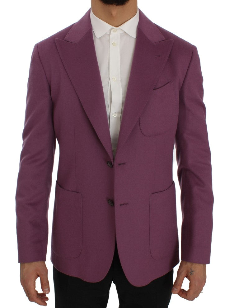 Dolce &amp; Gabbana Purple Cashmere Slim Fit Blazer Jacket