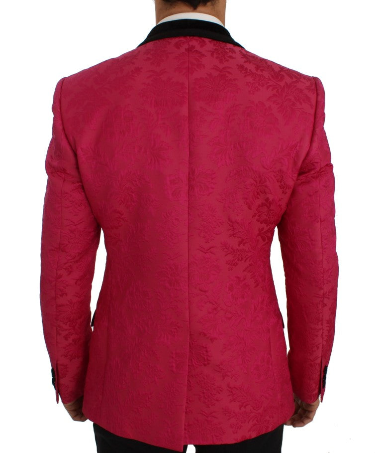 Dolce &amp; Gabbana Pink Floral Brocade Slim Blazer Jacket