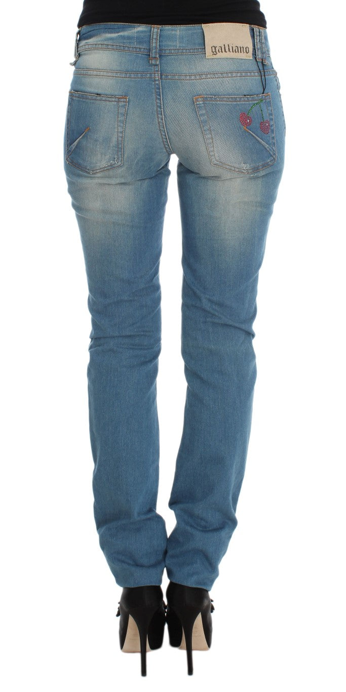 John Galliano Slim-Fit-Jeans aus Baumwollmischung in blauer Waschung