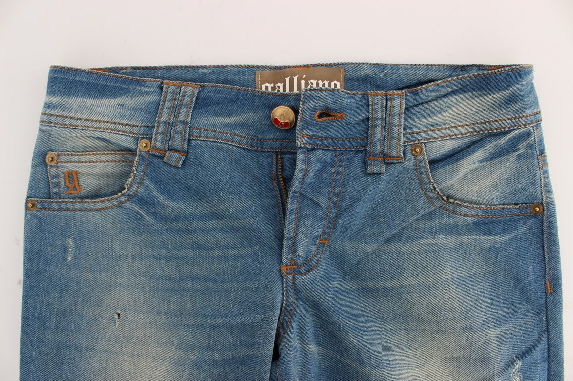 John Galliano Slim-Fit-Jeans aus Baumwollmischung in blauer Waschung