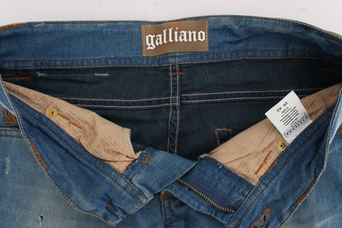 John Galliano Slim-Fit-Jeans aus Baumwollmischung in blauer Waschung