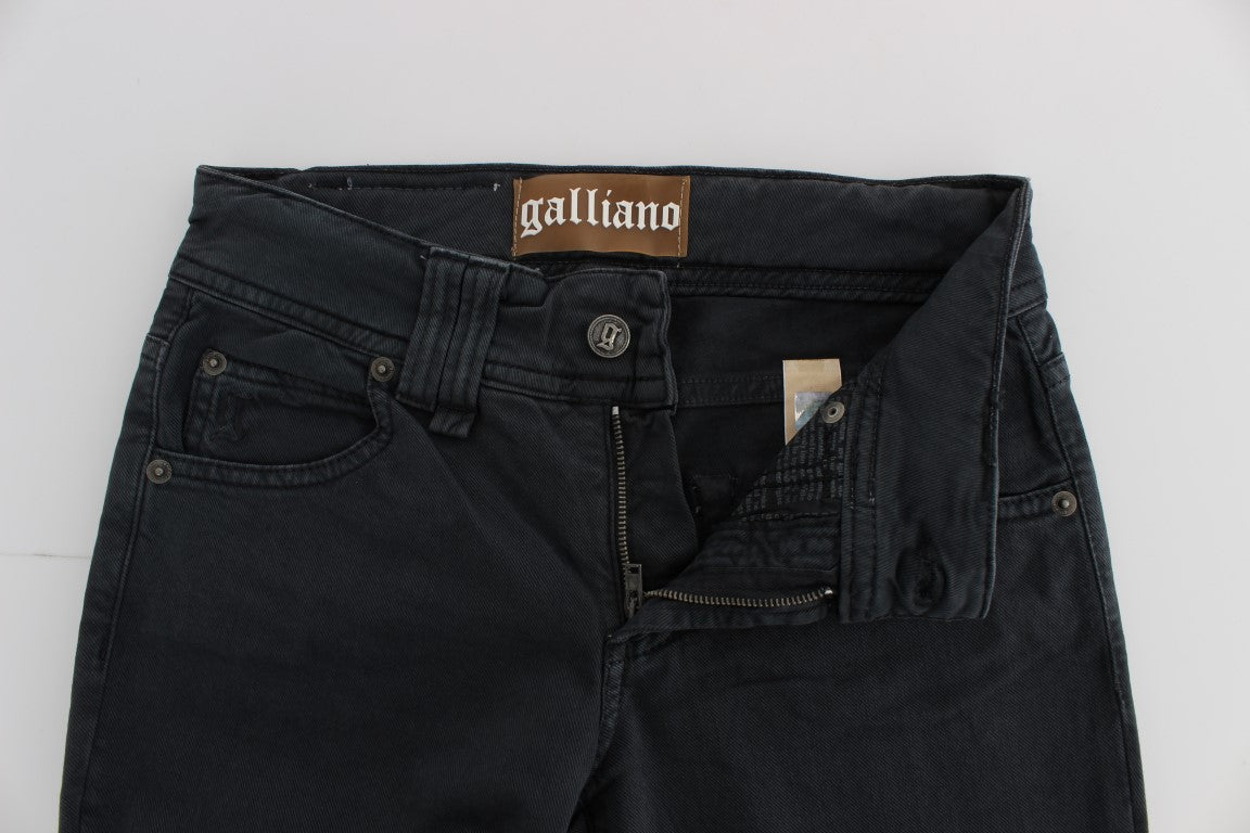 John Galliano Slim Fit Bootcut-Jeans aus Baumwollmischung in blauer Waschung