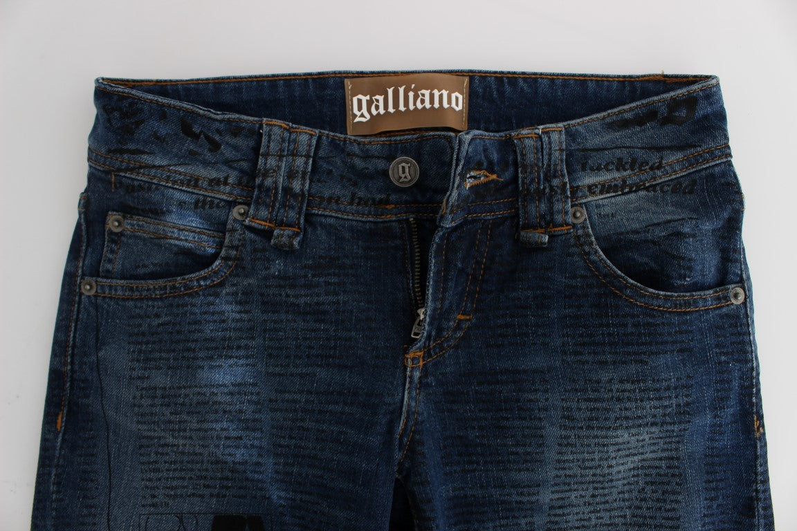 John Galliano Slim Fit Bootcut-Jeans aus Baumwollmischung in blauer Waschung