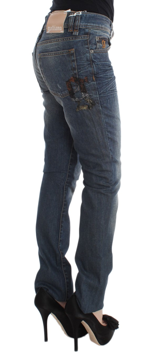 John Galliano Slim-Fit-Jeans aus Baumwollmischung in blauer Waschung