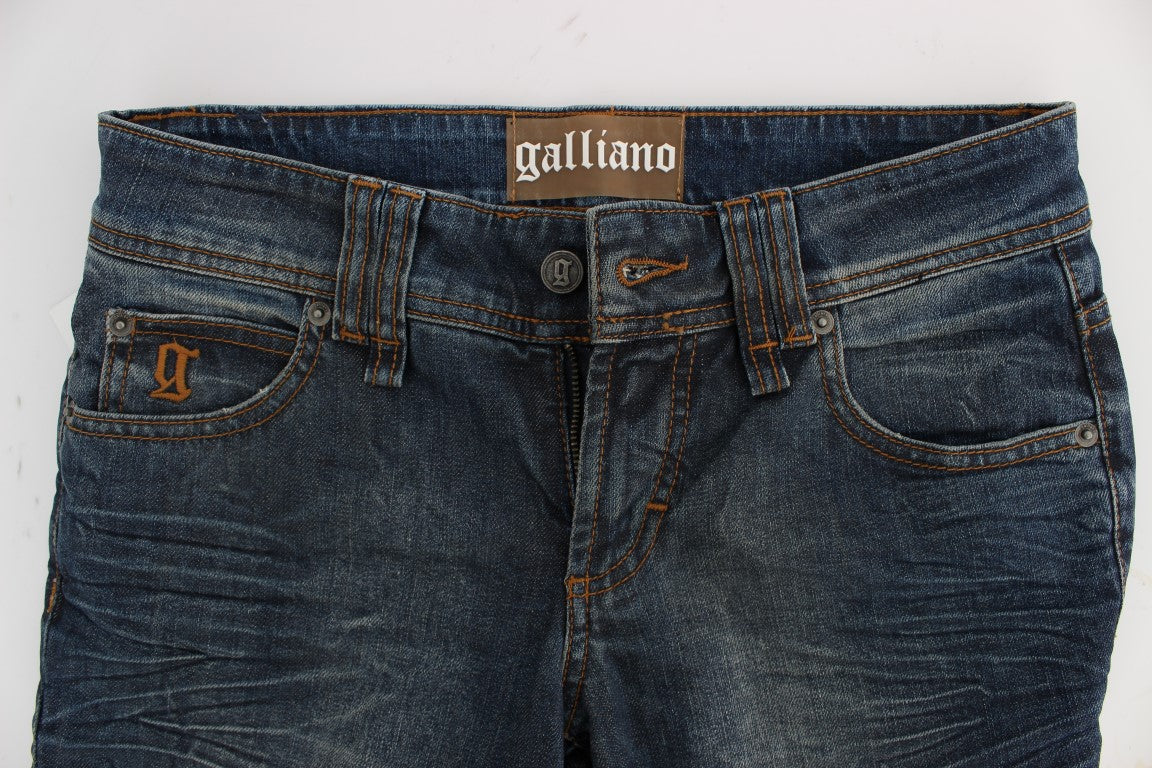 John Galliano Slim-Fit-Jeans aus Baumwollmischung in blauer Waschung