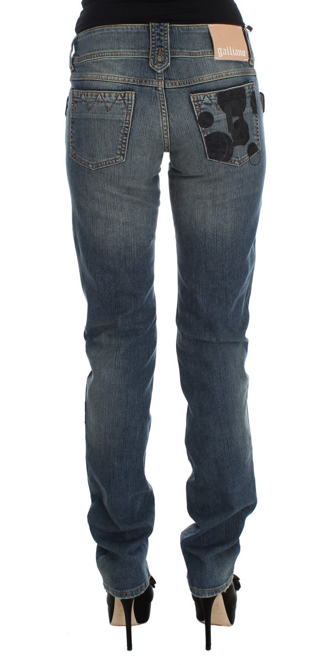 John Galliano Slim Fit Bootcut-Jeans aus Baumwollmischung in blauer Waschung