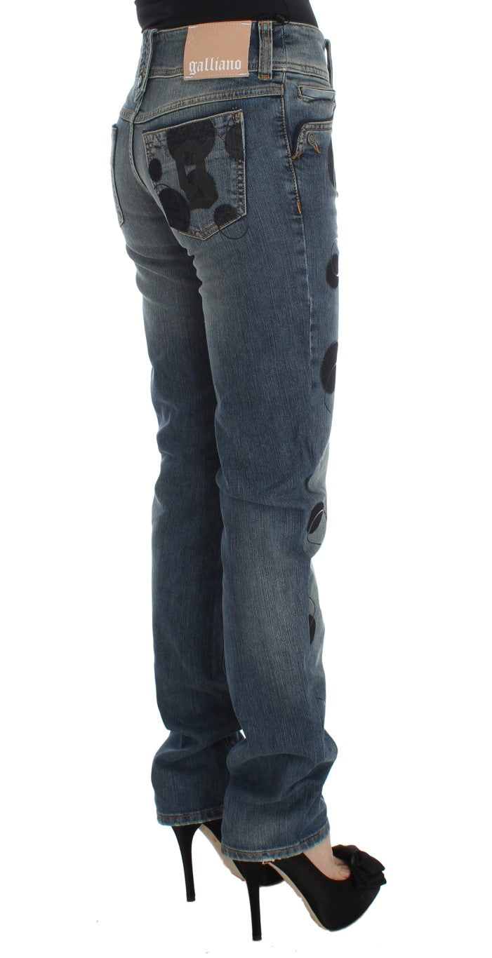 John Galliano Slim Fit Bootcut-Jeans aus Baumwollmischung in blauer Waschung