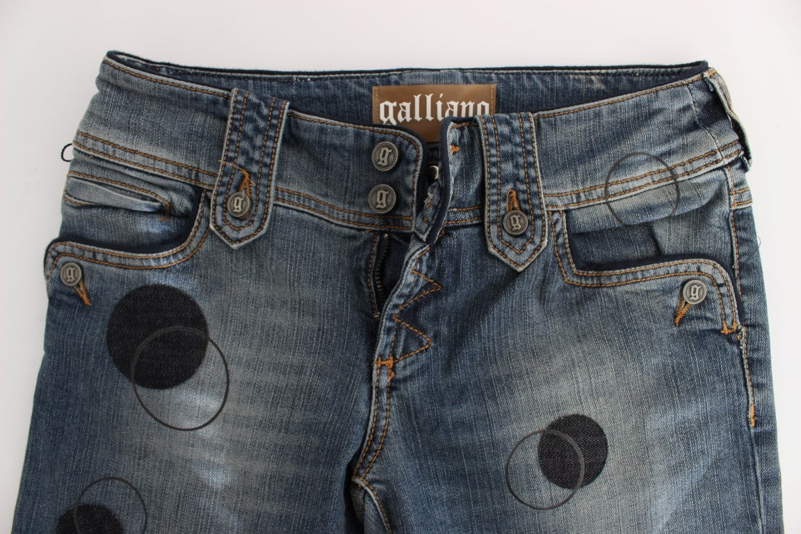 John Galliano Slim Fit Bootcut-Jeans aus Baumwollmischung in blauer Waschung