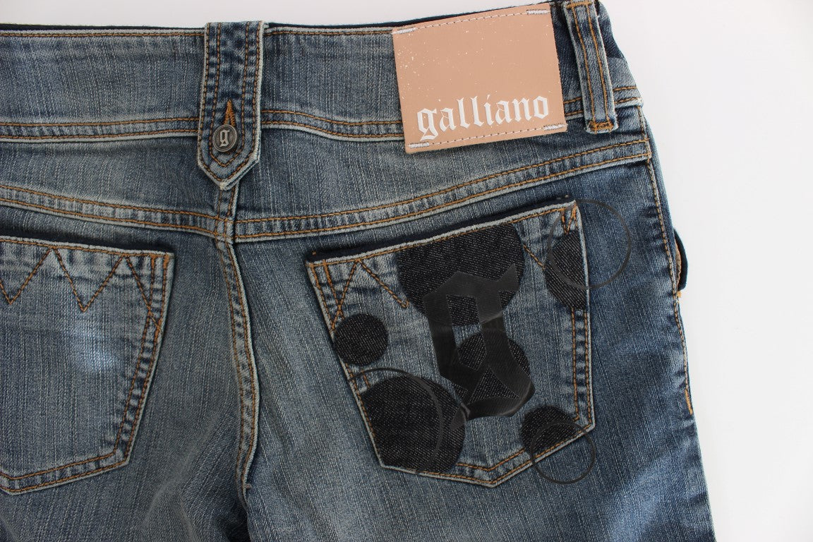 John Galliano Slim Fit Bootcut-Jeans aus Baumwollmischung in blauer Waschung