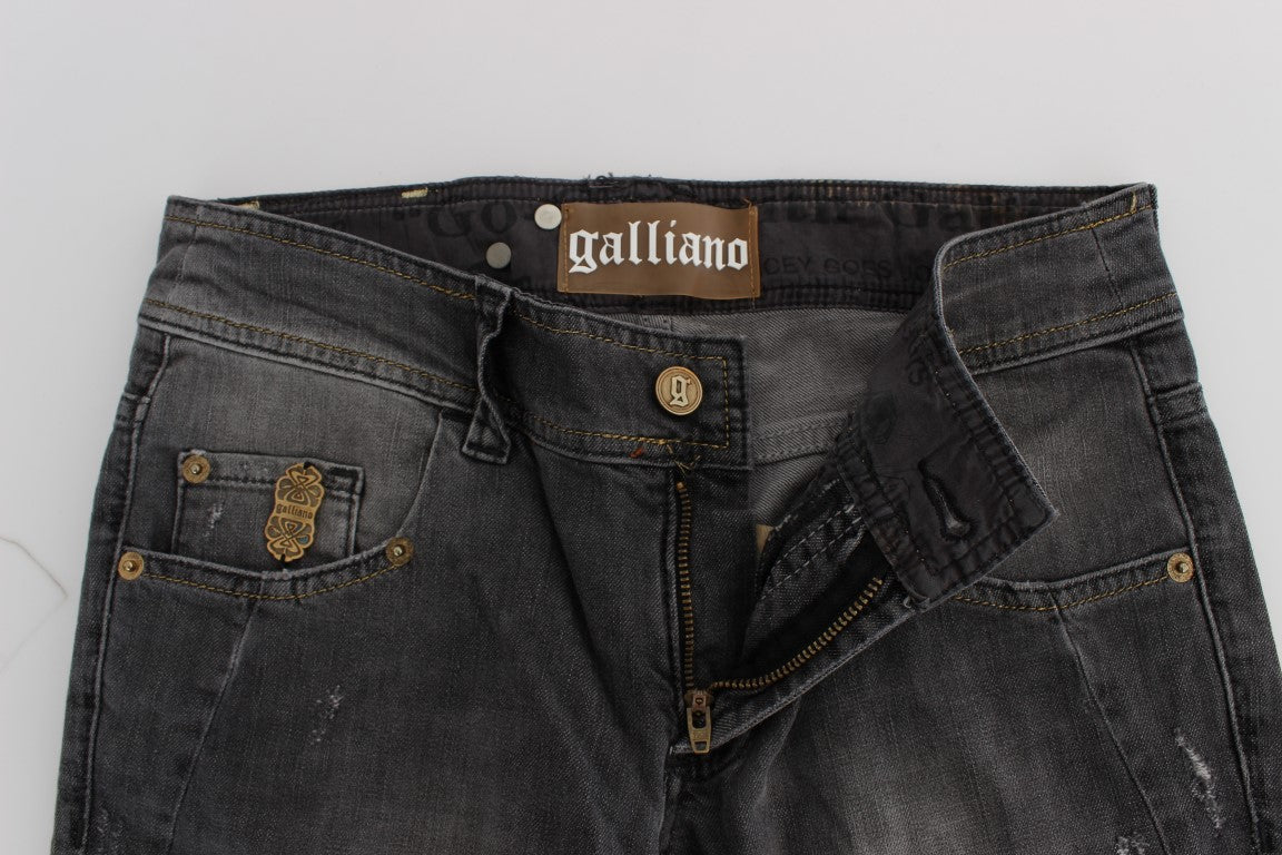 John Galliano Slim Fit Stretch-Jeans aus Baumwollmischung in grauer Waschung