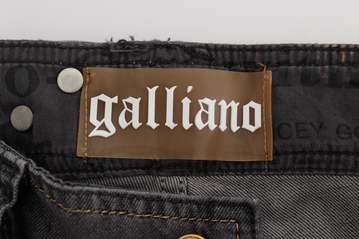 John Galliano Grey Wash Cotton Blend Slim Fit Stretch Jeans