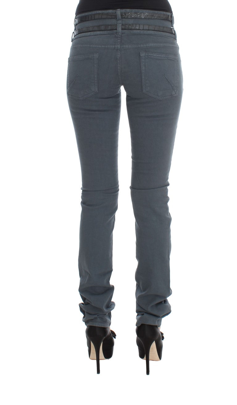 John Galliano Blaue Slim-Fit-Jeans mit hoher Taille aus Baumwollmischung