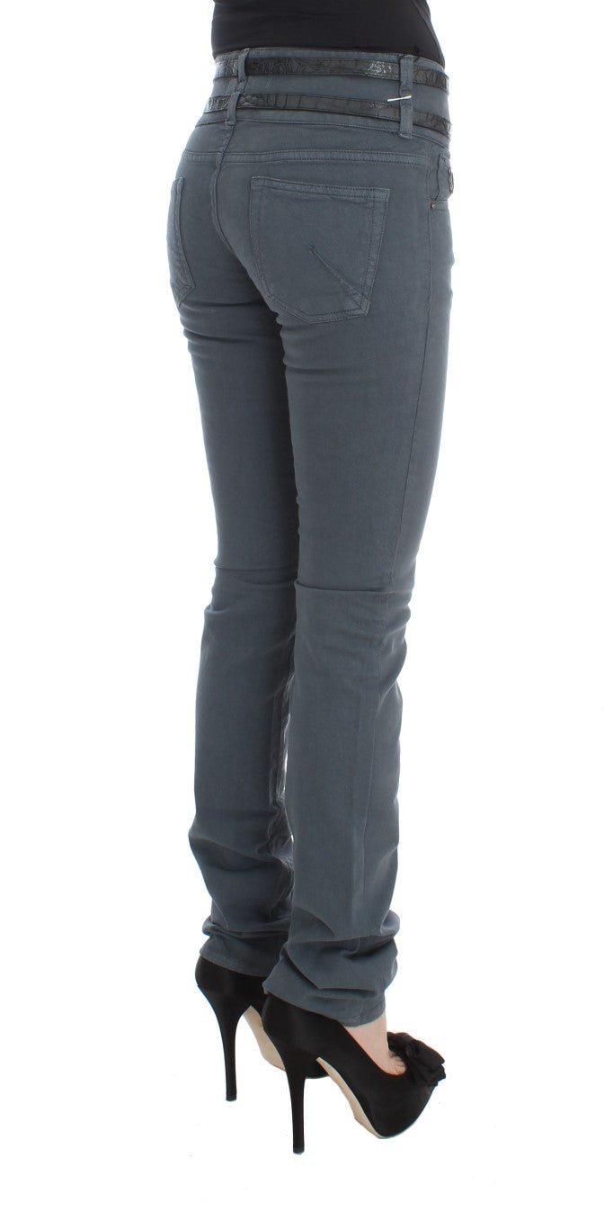 John Galliano Blaue Slim-Fit-Jeans mit hoher Taille aus Baumwollmischung