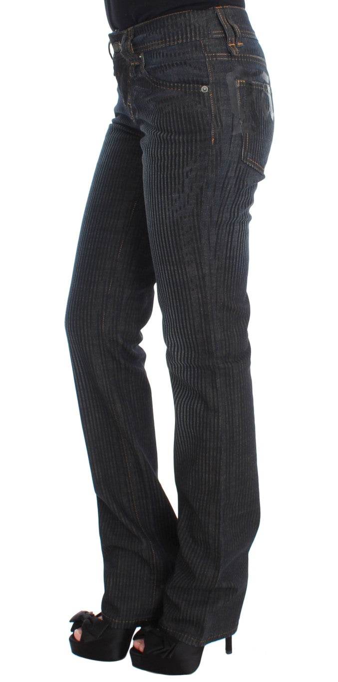 John Galliano Slim Fit Bootcut-Jeans aus Baumwollmischung in blauer Waschung