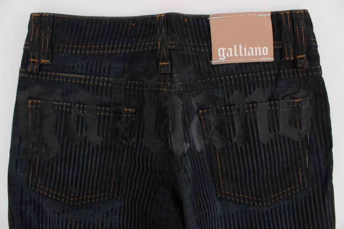 John Galliano Slim Fit Bootcut-Jeans aus Baumwollmischung in blauer Waschung