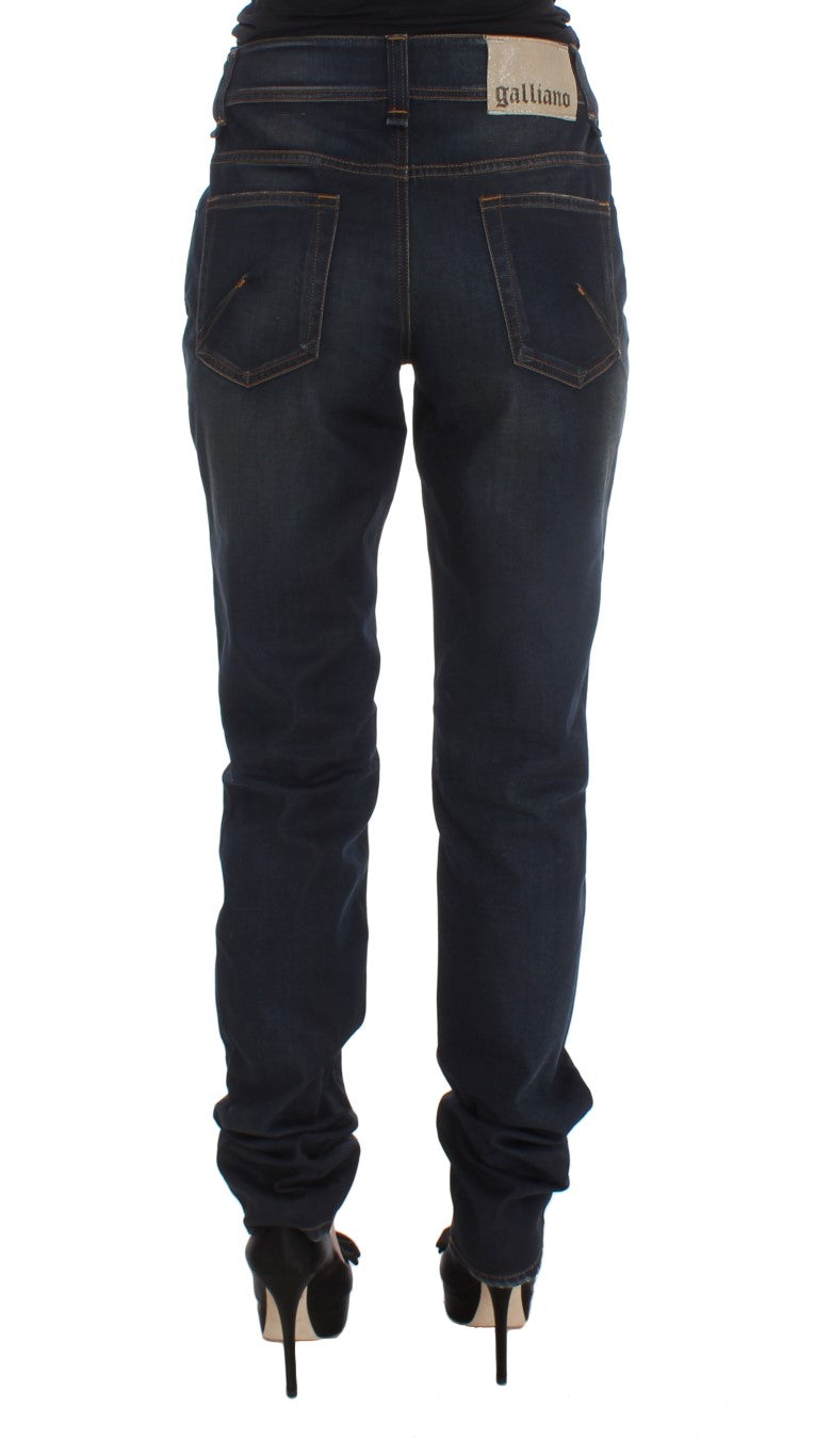 John Galliano Boyfriend-Jeans aus Baumwollmischung in blauer Waschung