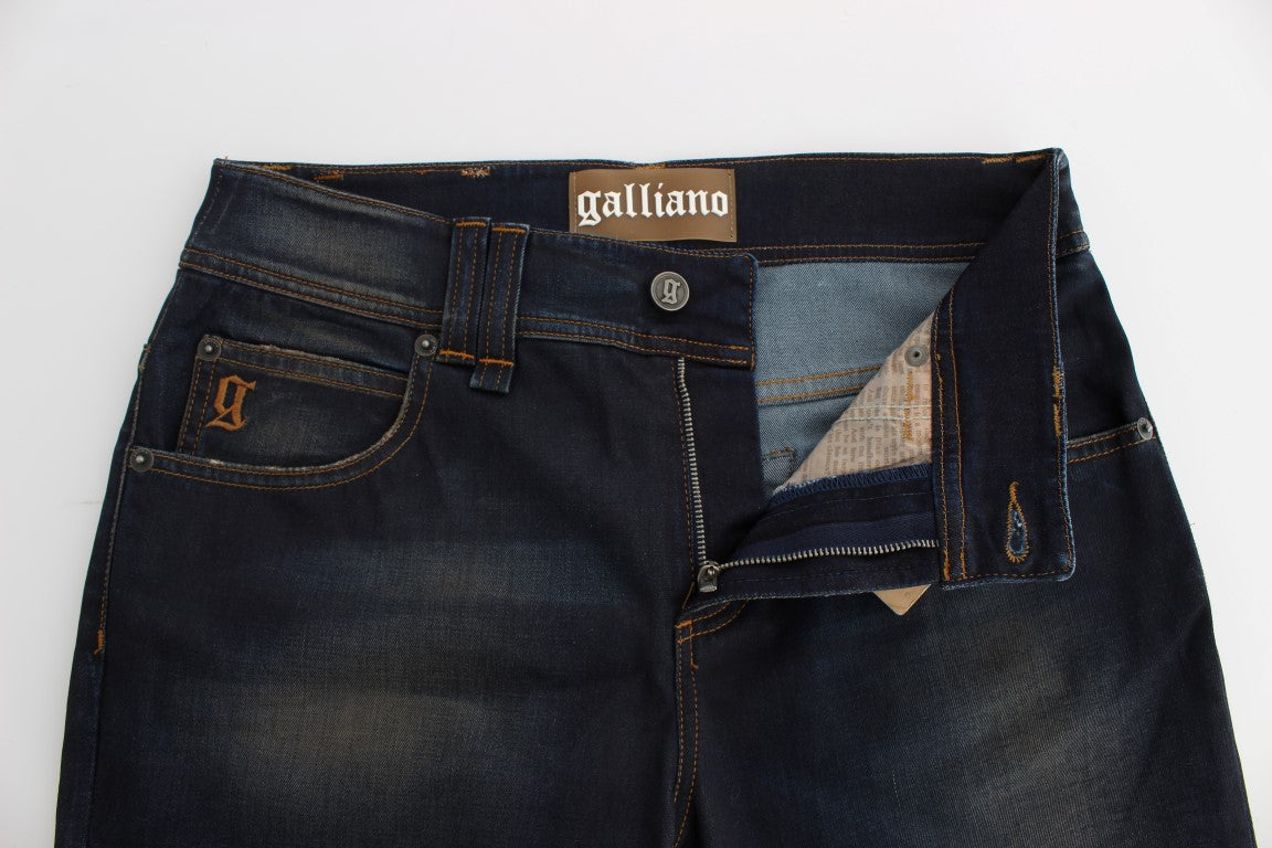 John Galliano Boyfriend-Jeans aus Baumwollmischung in blauer Waschung