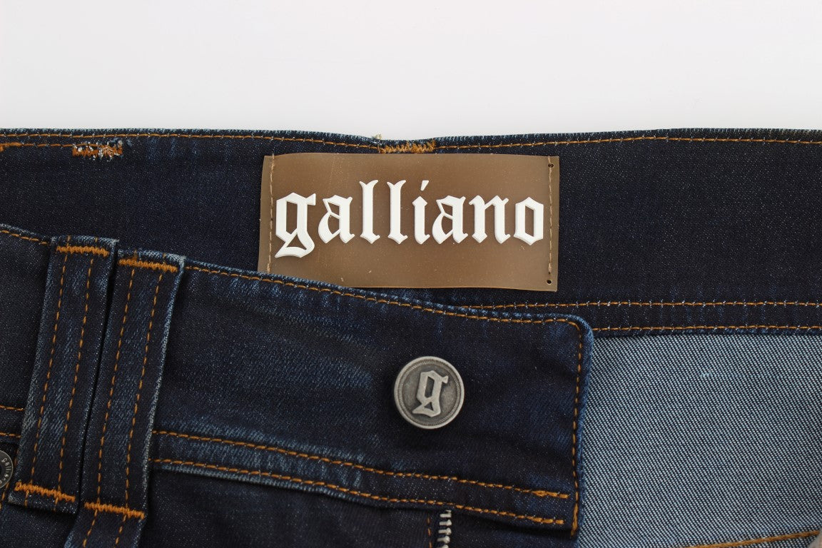 John Galliano Boyfriend-Jeans aus Baumwollmischung in blauer Waschung