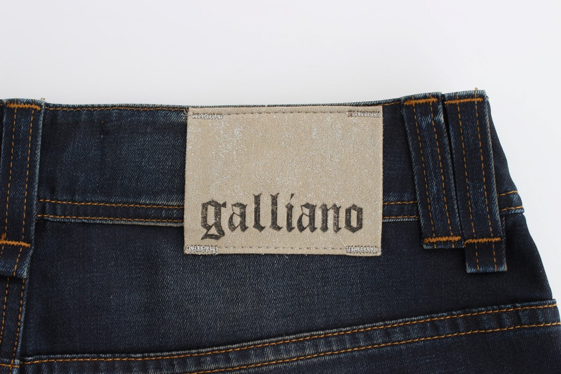 John Galliano Boyfriend-Jeans aus Baumwollmischung in blauer Waschung