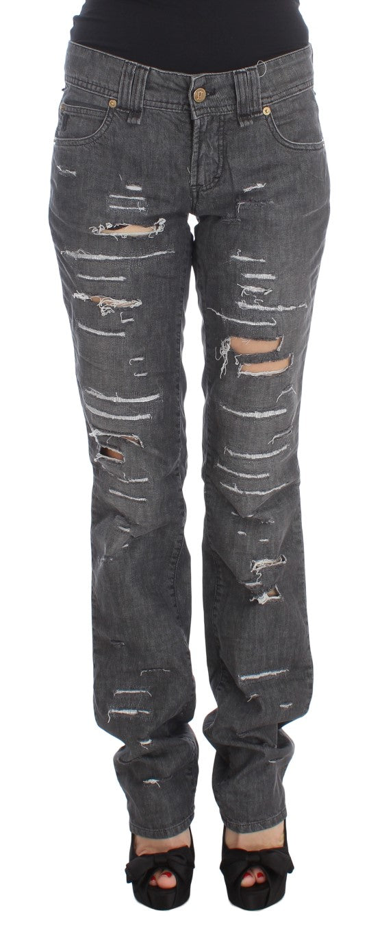 John Galliano Gray Wash Cotton Punit Straight Fit Jeans