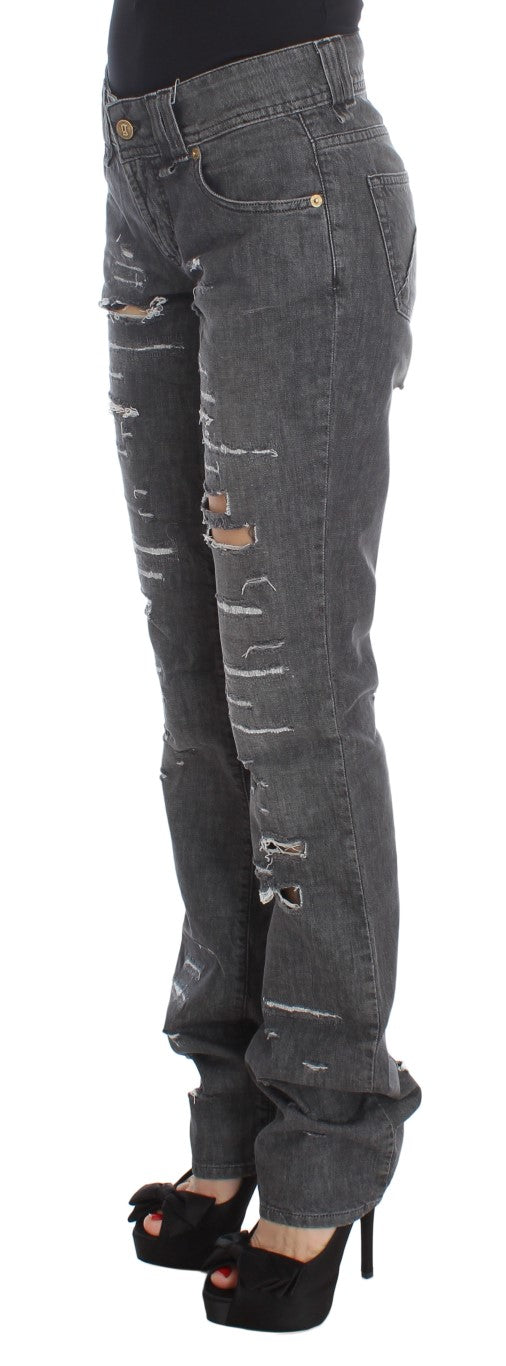 John Galliano Gray Wash Cotton Punit Straight Fit Jeans