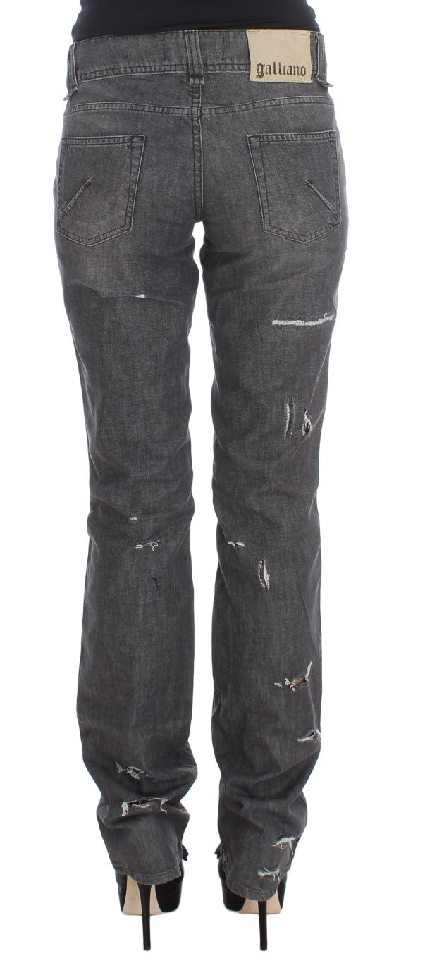 John Galliano Gray Wash Cotton Punit Straight Fit Jeans