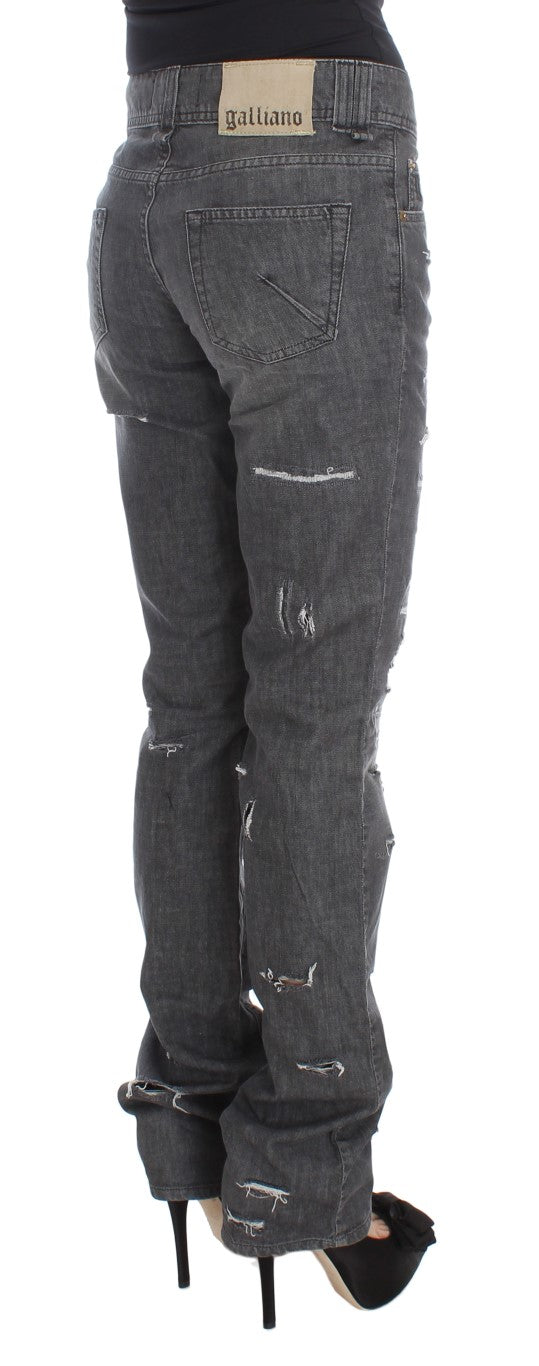 John Galliano Gray Wash Cotton Punit Straight Fit Jeans