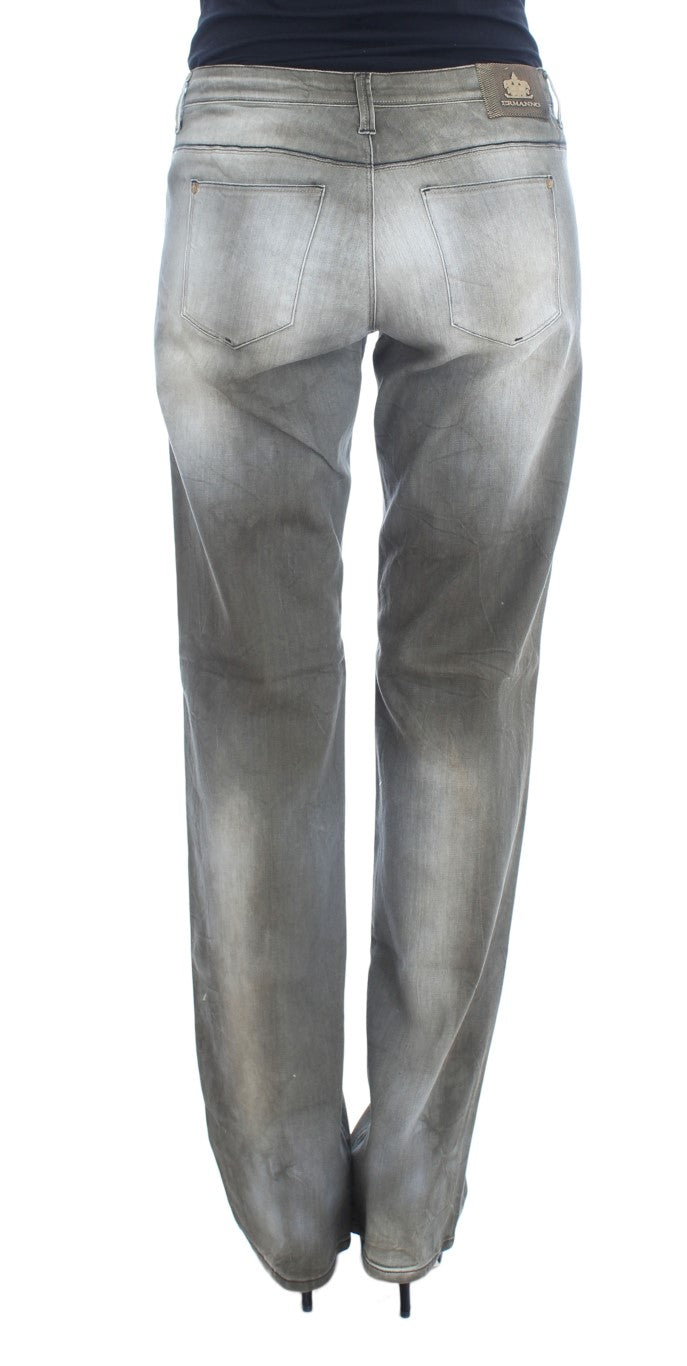 Ermanno Scervino Grey Cotton Blend Loose Fit Boyfriend Jeans