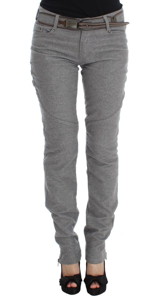 Ermanno Scervino Grey Cotton Slim Fit Casual Bootcut Pants