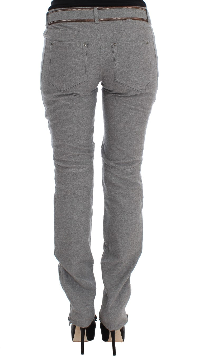 Ermanno Scervino Grey Cotton Slim Fit Casual Bootcut Pants