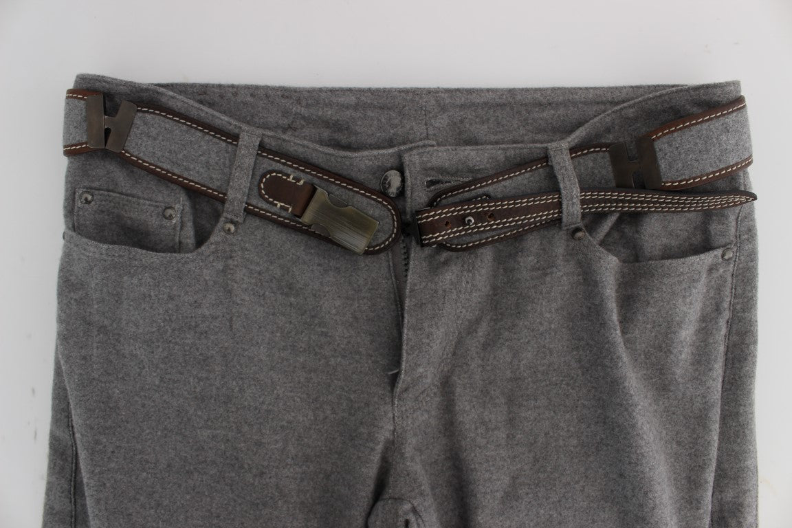 Ermanno Scervino Graue, schmal geschnittene, lässige Bootcut-Hose aus Baumwolle