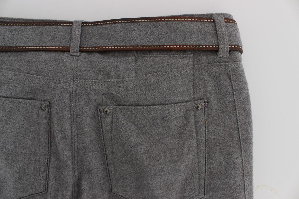 Ermanno Scervino Graue, schmal geschnittene, lässige Bootcut-Hose aus Baumwolle