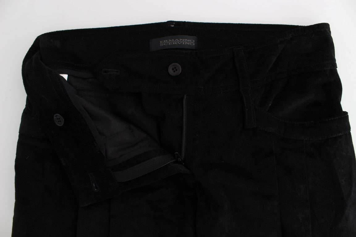 Ermanno Scervino Capri-Bootcut-Hose aus schwarzem Samt und Baumwolle