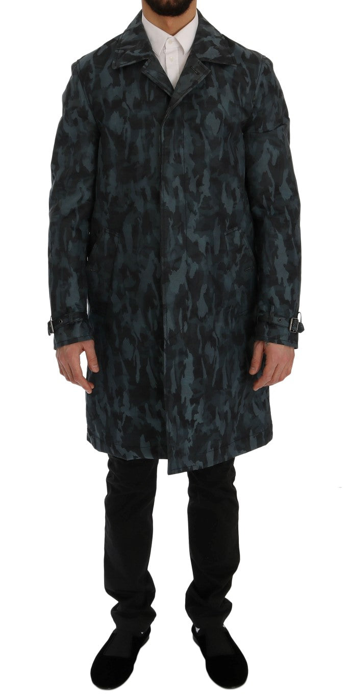 Dolce &amp; Gabbana Blauer Camouflage-Trench Trenchcoat